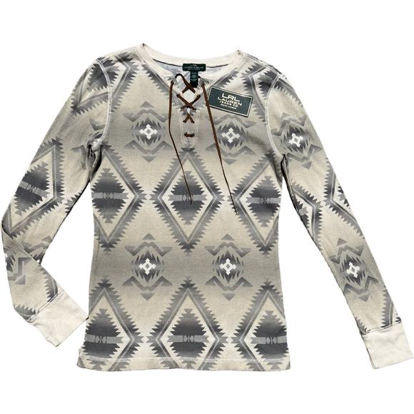 LRL Lauren Jeans Co. Ralph Lauren Henley Top Sz M - Picture 2 of 5